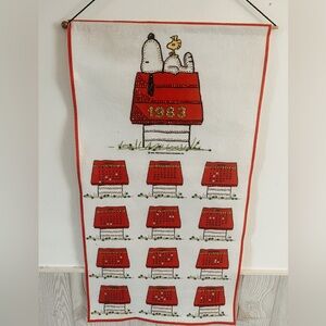 Vintage 1983 Felt Sequin Snoopy hanging wall calendar